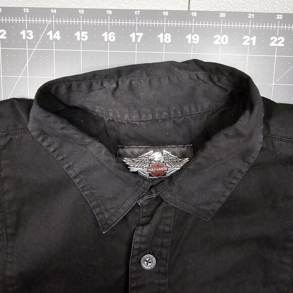 Harley Davidson Shirt XL Biker Skull Mechanic Racing Retro Short Sleeve Work - Picture 6 of 11